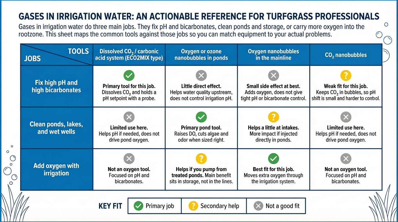 Gases in irrigation water matrix guide